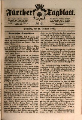 Fürther Tagblatt Dienstag 16. Januar 1849