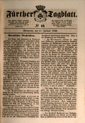 Fürther Tagblatt Mittwoch 17. Januar 1849