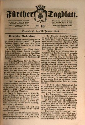 Fürther Tagblatt Samstag 27. Januar 1849