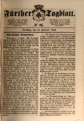 Fürther Tagblatt Dienstag 13. Februar 1849