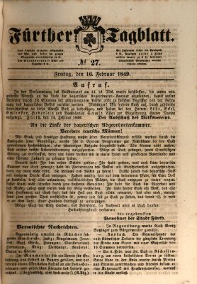 Fürther Tagblatt Freitag 16. Februar 1849