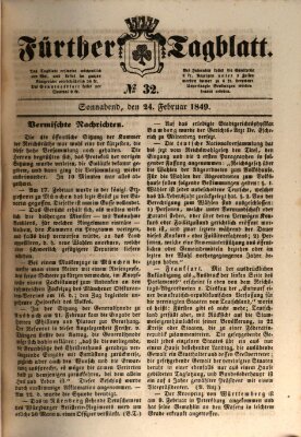 Fürther Tagblatt Samstag 24. Februar 1849