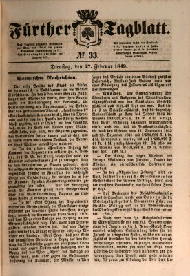 Fürther Tagblatt Dienstag 27. Februar 1849