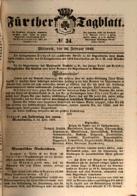 Fürther Tagblatt Mittwoch 28. Februar 1849