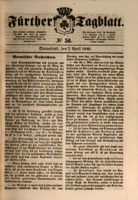 Fürther Tagblatt Samstag 7. April 1849