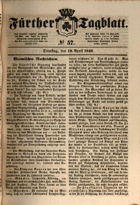 Fürther Tagblatt Dienstag 10. April 1849