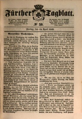 Fürther Tagblatt Freitag 13. April 1849