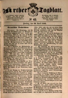 Fürther Tagblatt Freitag 20. April 1849