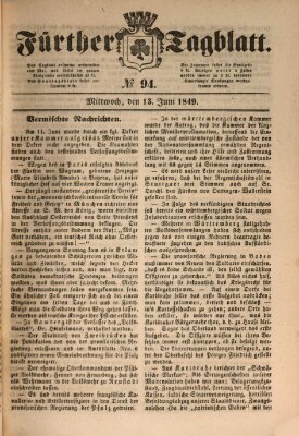 Fürther Tagblatt Mittwoch 13. Juni 1849