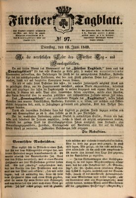 Fürther Tagblatt Dienstag 19. Juni 1849