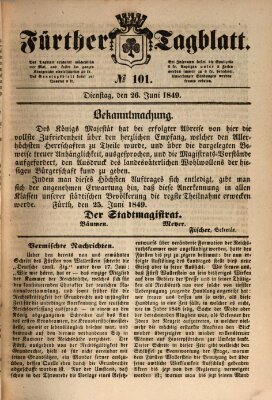 Fürther Tagblatt Dienstag 26. Juni 1849