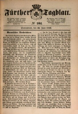 Fürther Tagblatt Samstag 30. Juni 1849