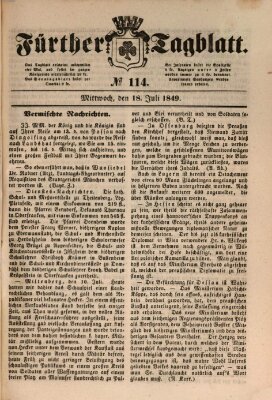 Fürther Tagblatt Mittwoch 18. Juli 1849