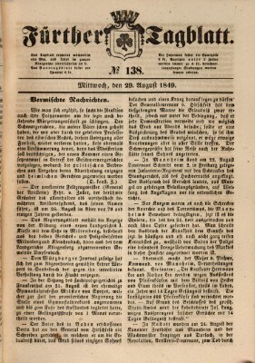 Fürther Tagblatt Mittwoch 29. August 1849