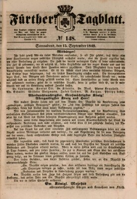 Fürther Tagblatt Samstag 15. September 1849