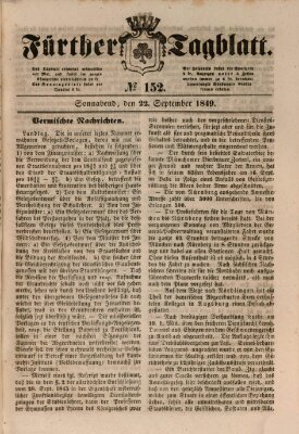 Fürther Tagblatt Samstag 22. September 1849