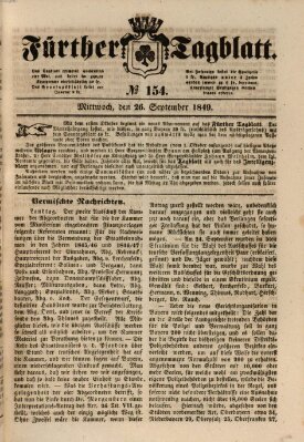 Fürther Tagblatt Mittwoch 26. September 1849