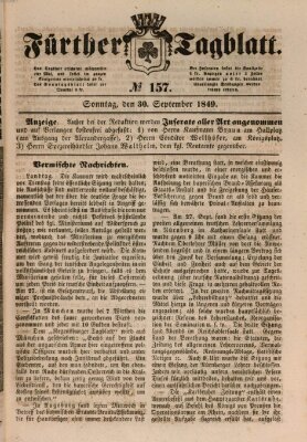 Fürther Tagblatt Sonntag 30. September 1849