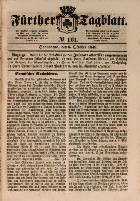 Fürther Tagblatt Samstag 6. Oktober 1849