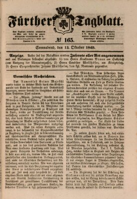 Fürther Tagblatt Samstag 13. Oktober 1849