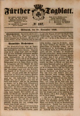 Fürther Tagblatt Mittwoch 21. November 1849