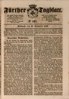 Fürther Tagblatt Mittwoch 28. November 1849