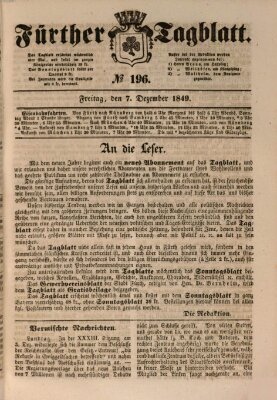 Fürther Tagblatt Freitag 7. Dezember 1849