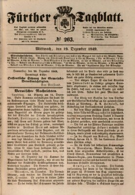 Fürther Tagblatt Mittwoch 19. Dezember 1849