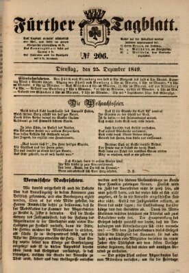 Fürther Tagblatt Dienstag 25. Dezember 1849