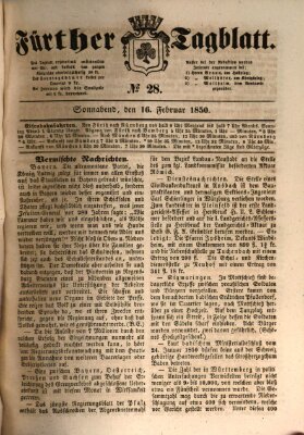 Fürther Tagblatt Samstag 16. Februar 1850