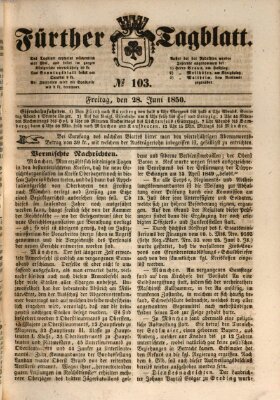 Fürther Tagblatt Freitag 28. Juni 1850