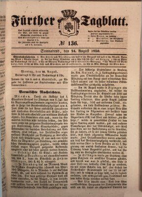 Fürther Tagblatt Samstag 24. August 1850