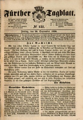 Fürther Tagblatt Freitag 20. September 1850