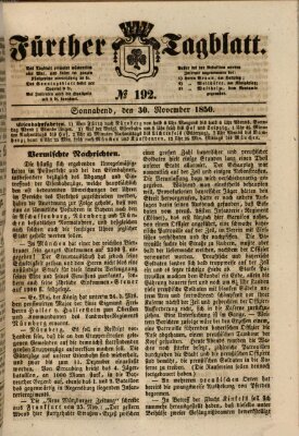 Fürther Tagblatt Samstag 30. November 1850