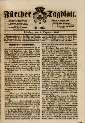 Fürther Tagblatt Dienstag 3. Dezember 1850