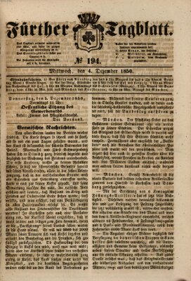 Fürther Tagblatt Mittwoch 4. Dezember 1850