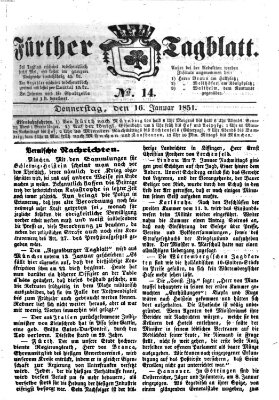 Fürther Tagblatt Donnerstag 16. Januar 1851