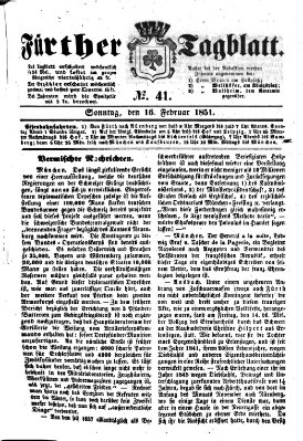 Fürther Tagblatt Sonntag 16. Februar 1851