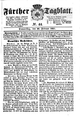 Fürther Tagblatt Donnerstag 20. Februar 1851