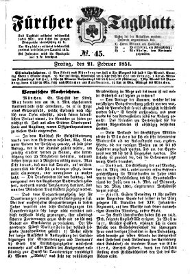 Fürther Tagblatt Freitag 21. Februar 1851