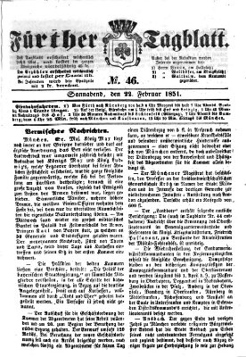 Fürther Tagblatt Samstag 22. Februar 1851