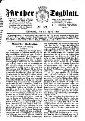 Fürther Tagblatt Mittwoch 23. April 1851