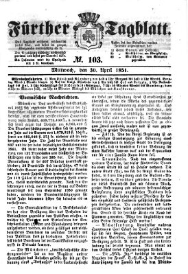 Fürther Tagblatt Mittwoch 30. April 1851