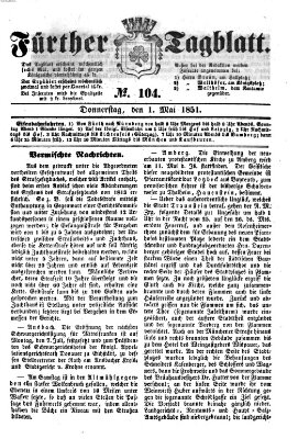 Fürther Tagblatt Donnerstag 1. Mai 1851