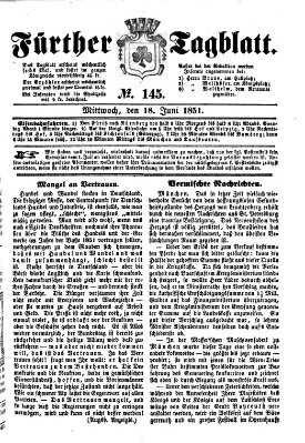 Fürther Tagblatt Mittwoch 18. Juni 1851