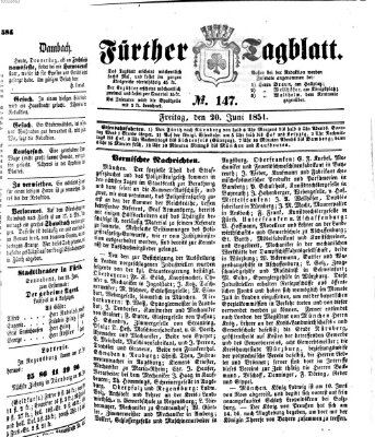 Fürther Tagblatt Freitag 20. Juni 1851