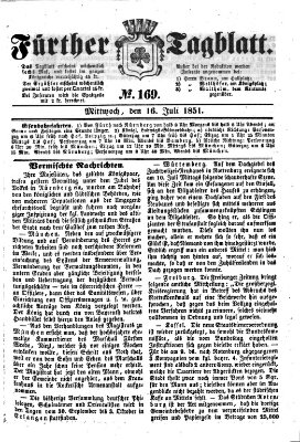 Fürther Tagblatt Mittwoch 16. Juli 1851