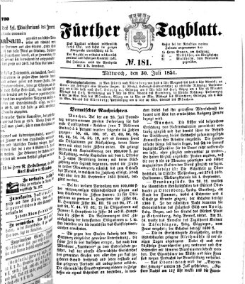 Fürther Tagblatt Mittwoch 30. Juli 1851