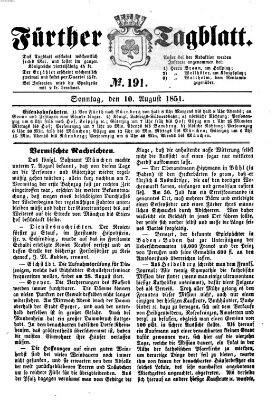 Fürther Tagblatt Sonntag 10. August 1851