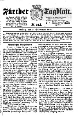 Fürther Tagblatt Freitag 5. September 1851